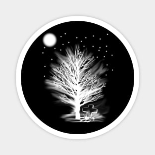 foggy night by moonlight in the starry sky Magnet